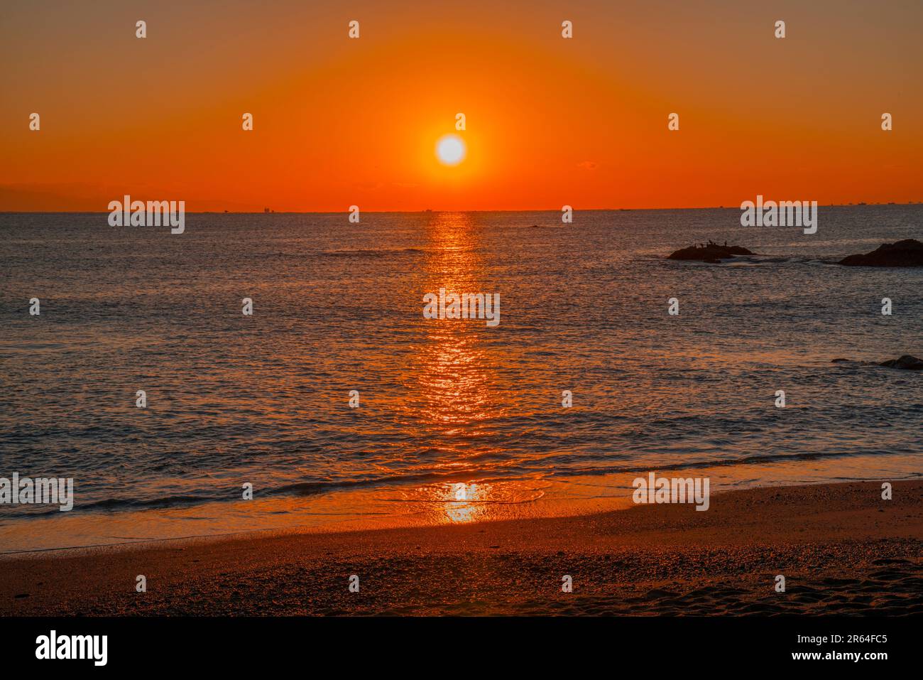 Sunrise and Katsurahama Beach Stock Photo