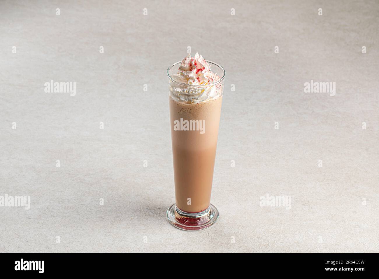 Portion of sweet frapuccino with whipped cream Stock Photo