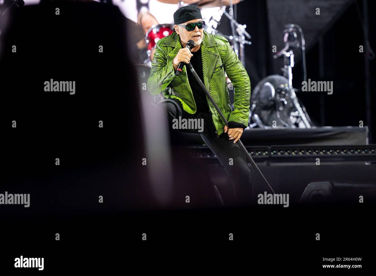 Vasco Rossi performs yesterday for the first gig of the tour 2023 in Bologna at Stadio Renato Dall'ara Stock Photo