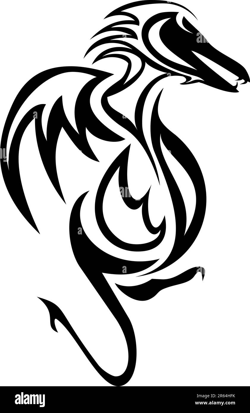 A dragon tribal tattoo Stock Vector