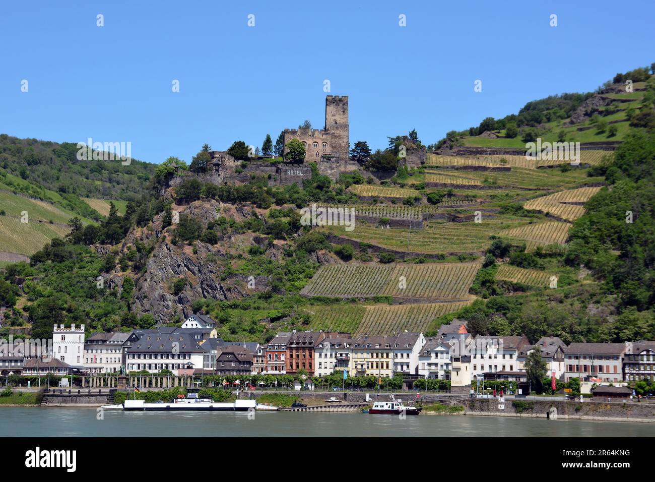 Rhine River,Kaub, city,, Rhineland-Palatinate, Germany Stock Photo