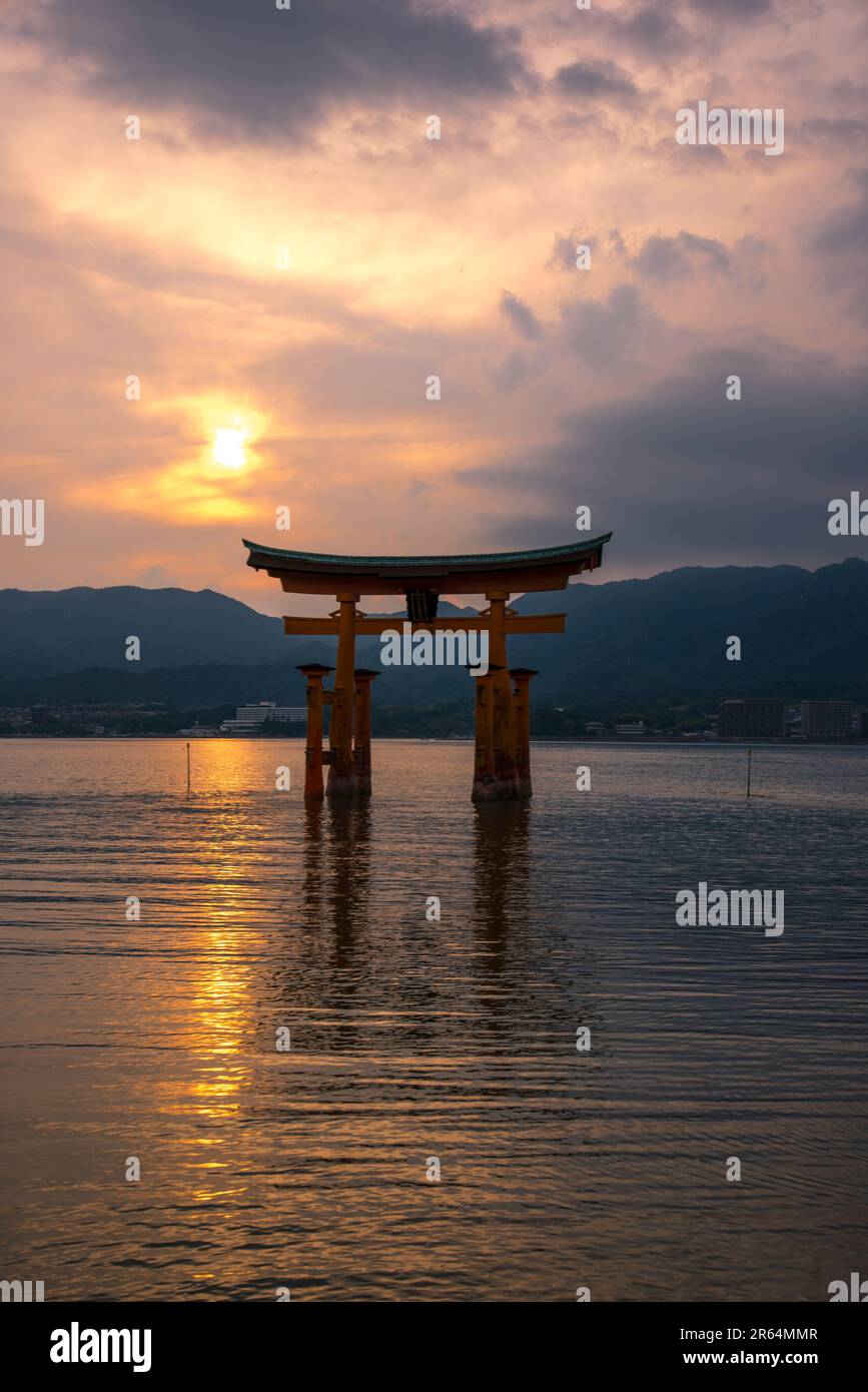 Sunset and Itsukushima Shrine Otorii Gate Stock Photo - Alamy