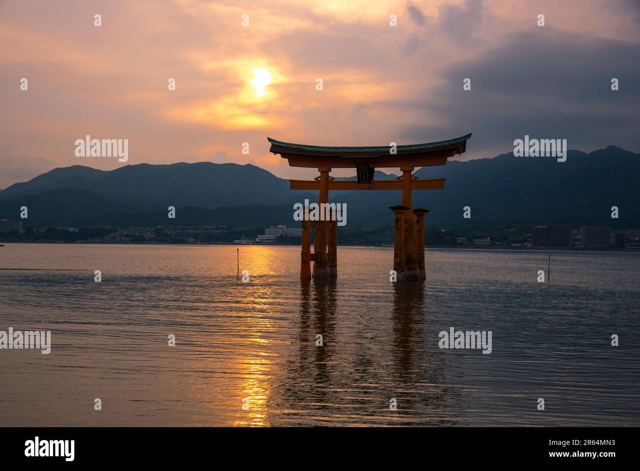 Sunset and Itsukushima Shrine Otorii Gate Stock Photo - Alamy
