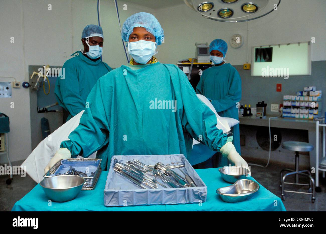 Swaziland, nurses of a private clinic in Mbabane preparing for an operation. Stock Photo