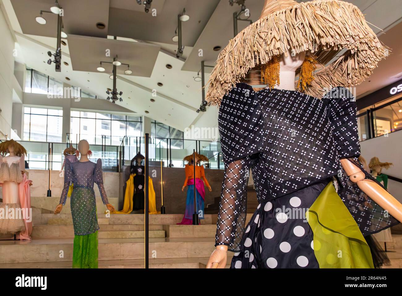 Fashion show mannequins on display in shopping mall, Makati, Manila, Philippines Stock Photo
