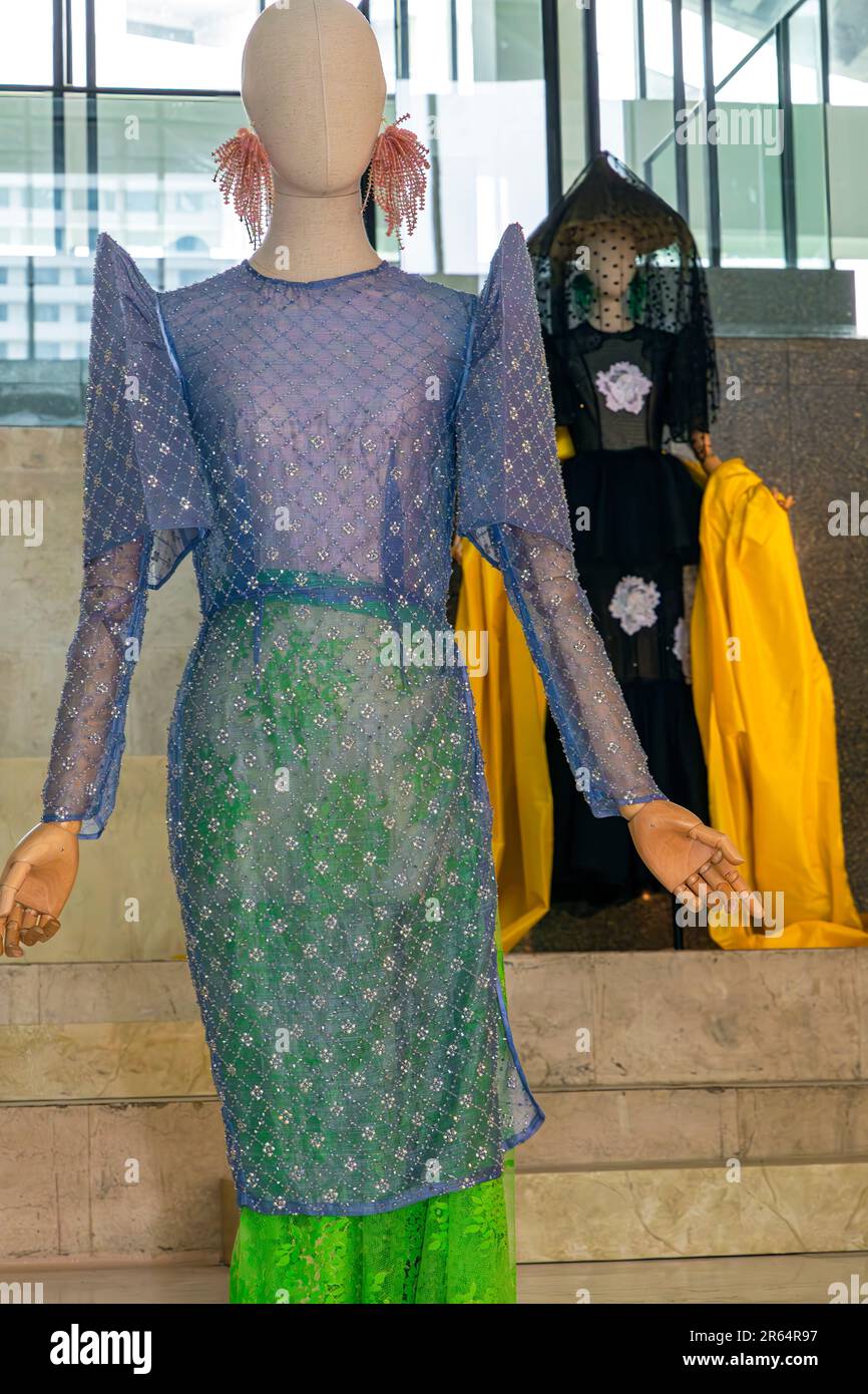 Fashion show mannequins on display in shopping mall, Makati, Manila, Philippines Stock Photo