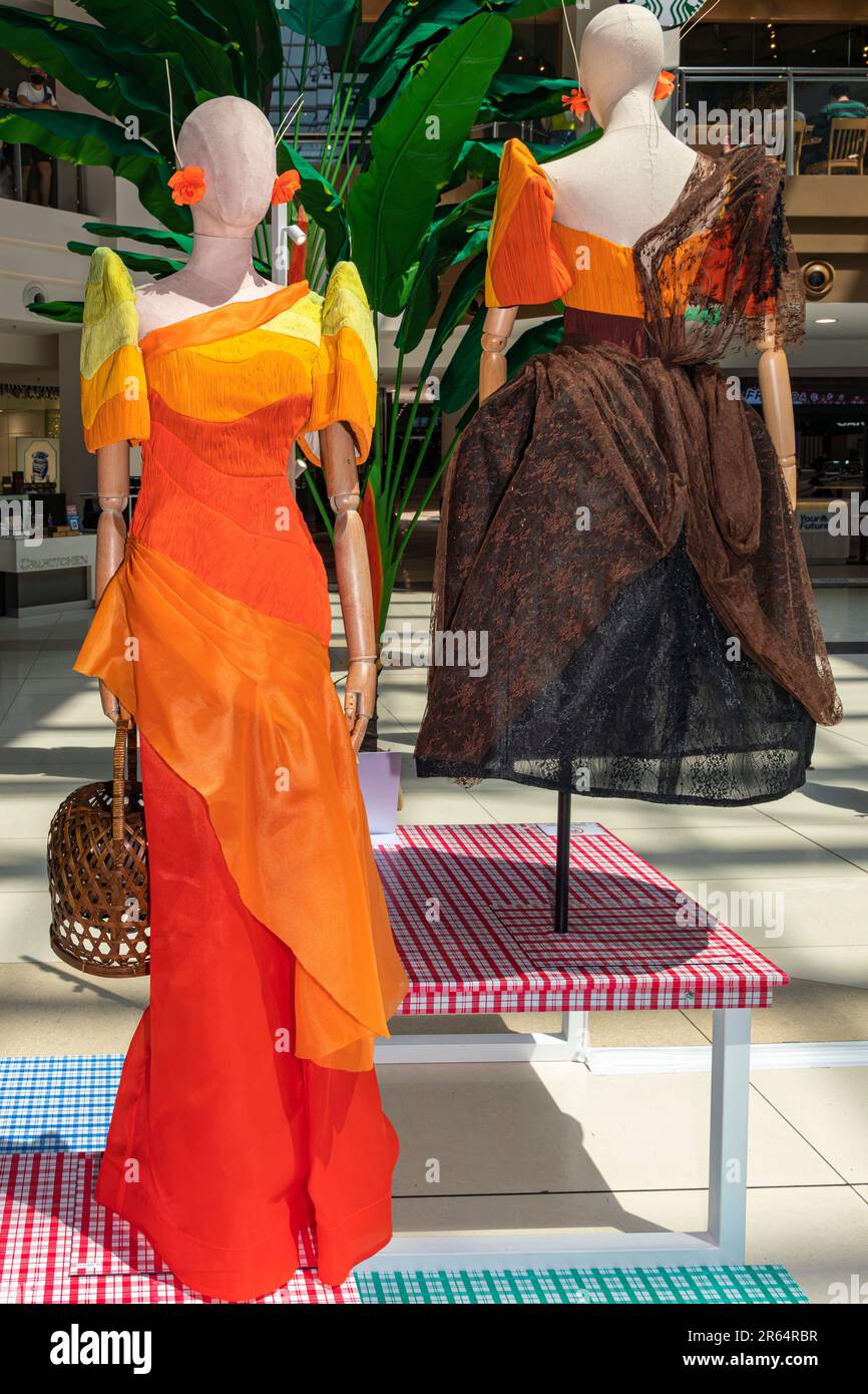 Fashion show mannequins on display in shopping mall, Makati, Manila
