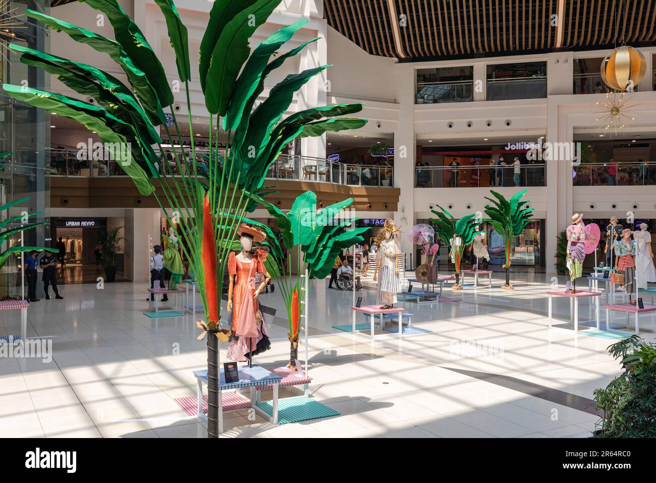 Fashion show mannequins on display in shopping mall, Makati, Manila