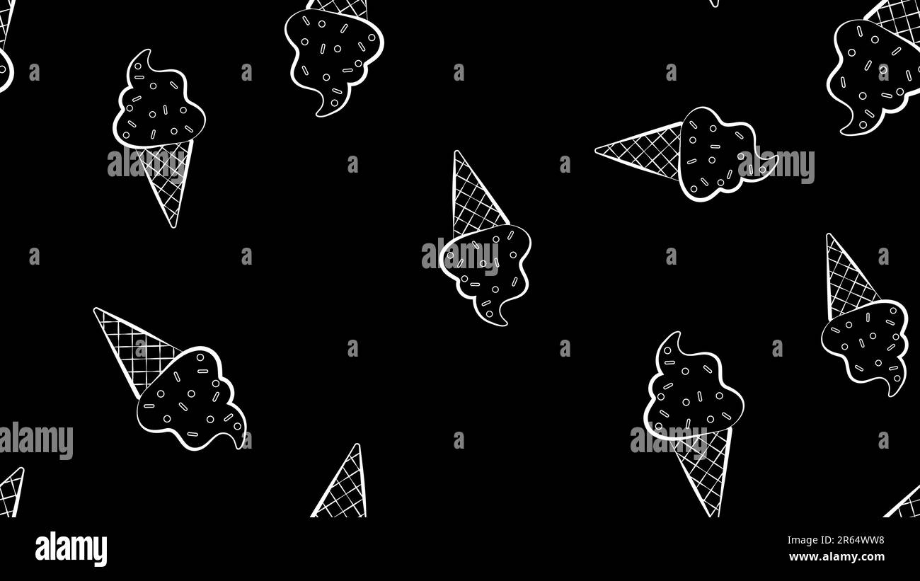 ice cream with balls in a waffle glass on a black background, vector ...