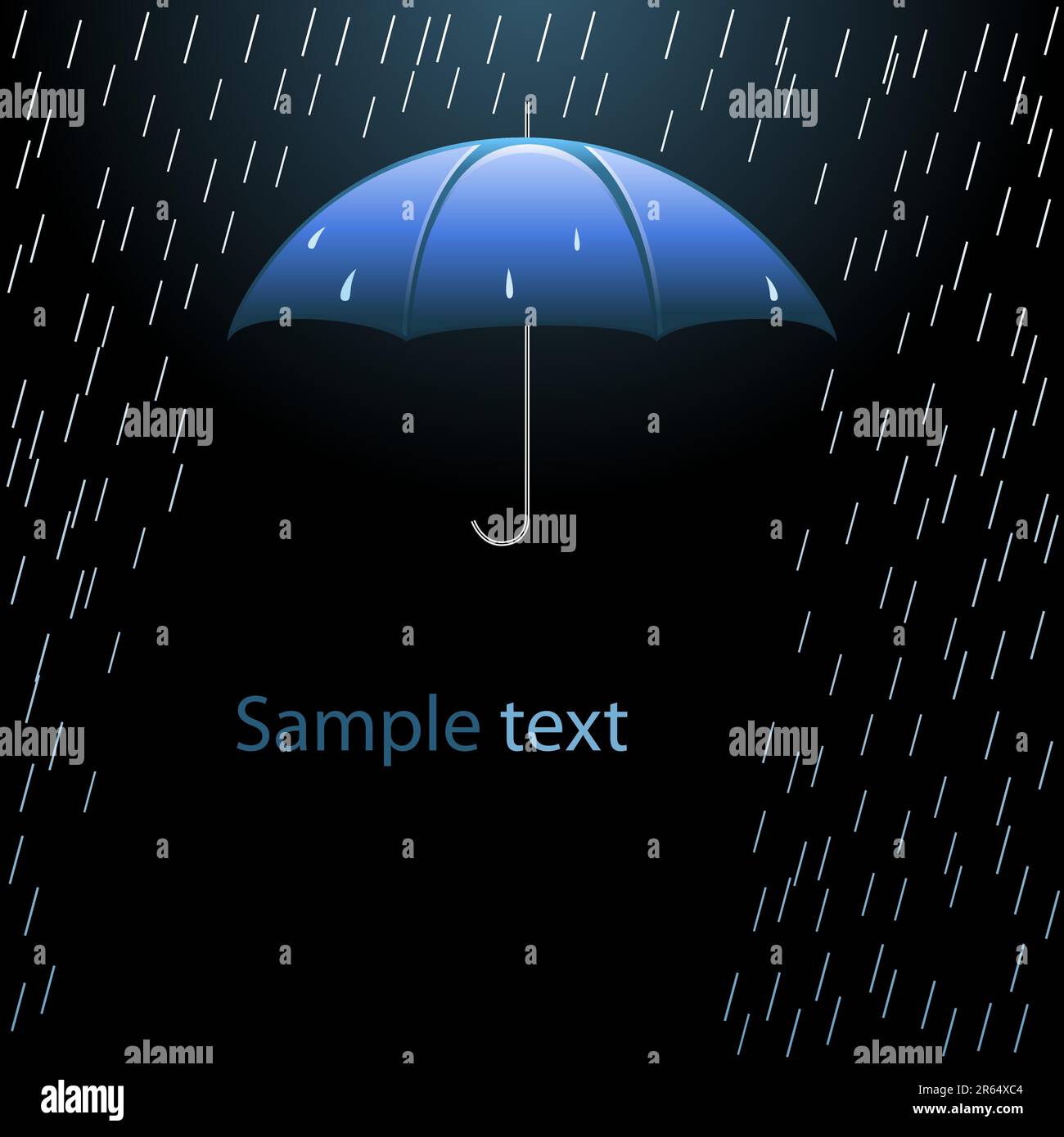 Umbrella in the rain - vector card Stock Vector