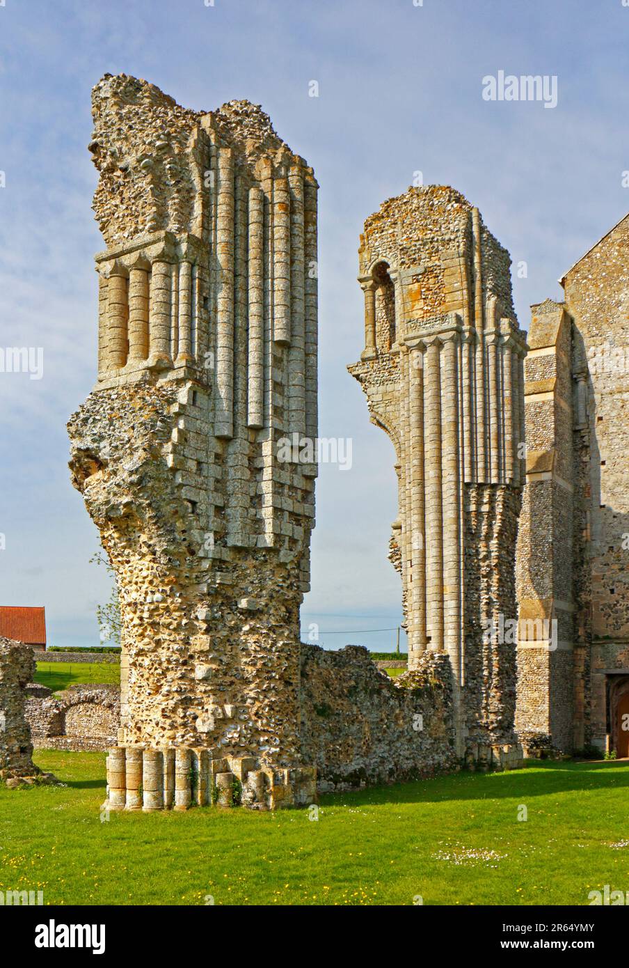 Details of architecture within the east end of the ruins of the Benedictine Priory in North Norfolk at Binham, Norfolk, England, United Kingdom. Stock Photo