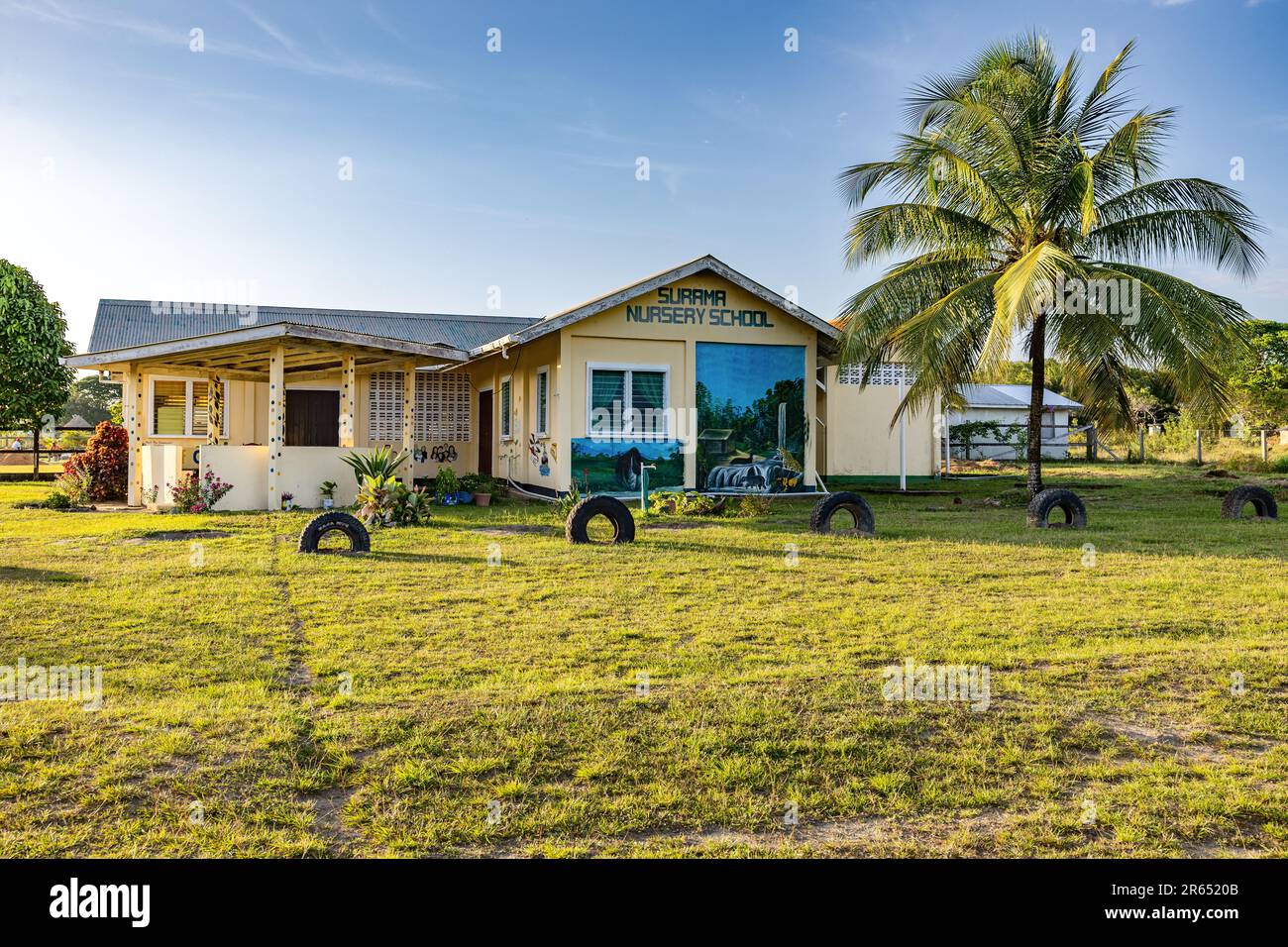 Primary/Nursery School, Surama, Amerindian village, North Rupununi, Upper Takutu-Upper Essequibo Region, Guyana Stock Photo