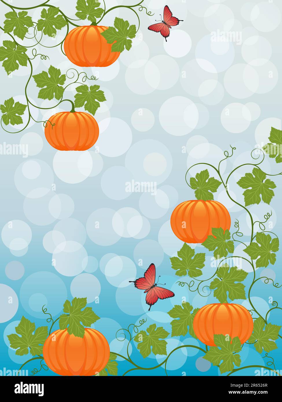 Floral background with a pumpkin. Vector illustration Stock Vector ...