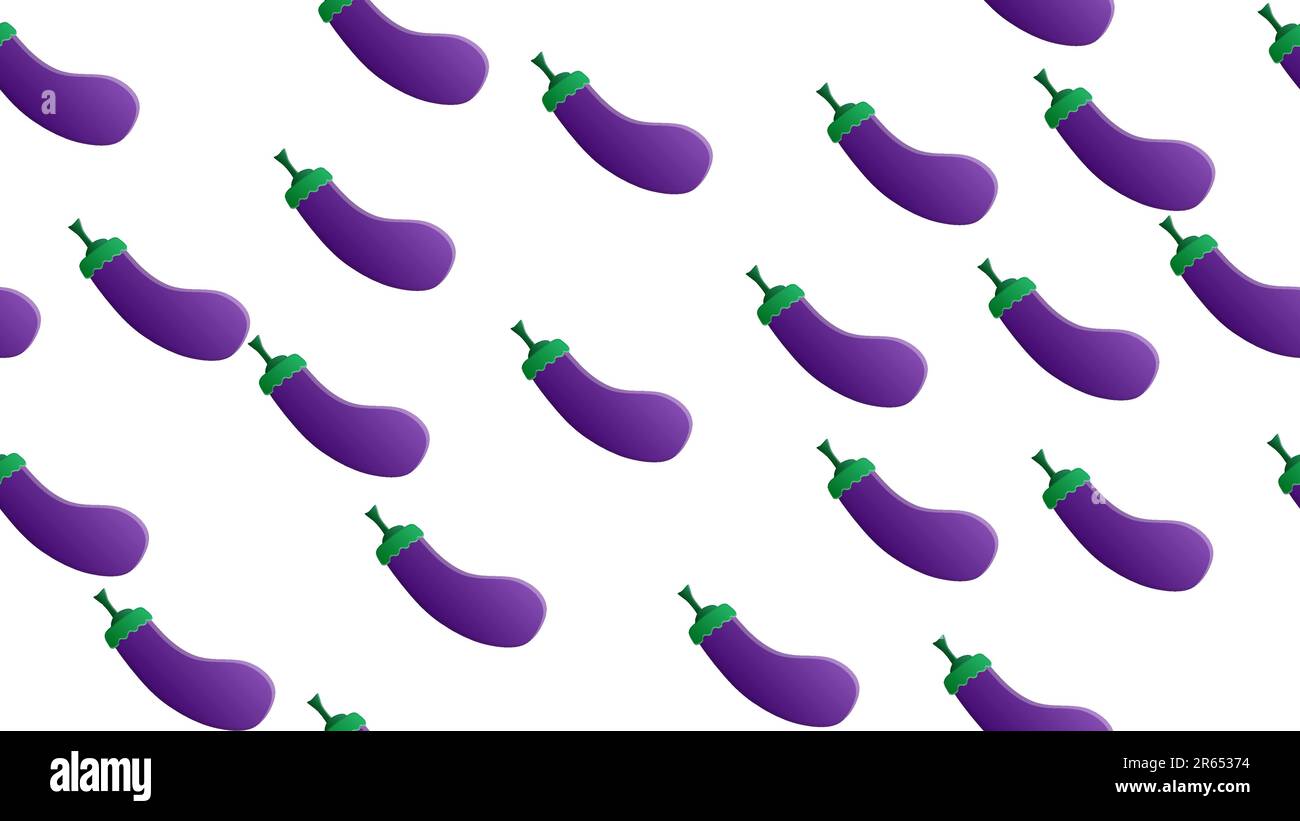 Eggplant stock seamless pattern on light brown background wallpaper, pattern, web, blog, surface, textures, graphic. Stock Vector