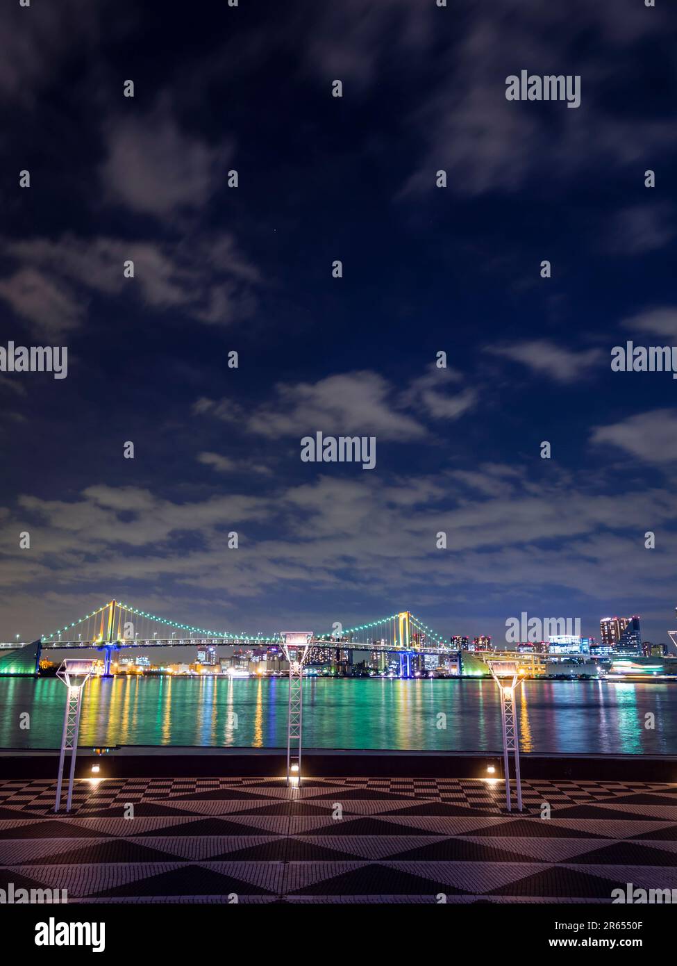 Harumi Pier and Rainbow Bridge Stock Photo