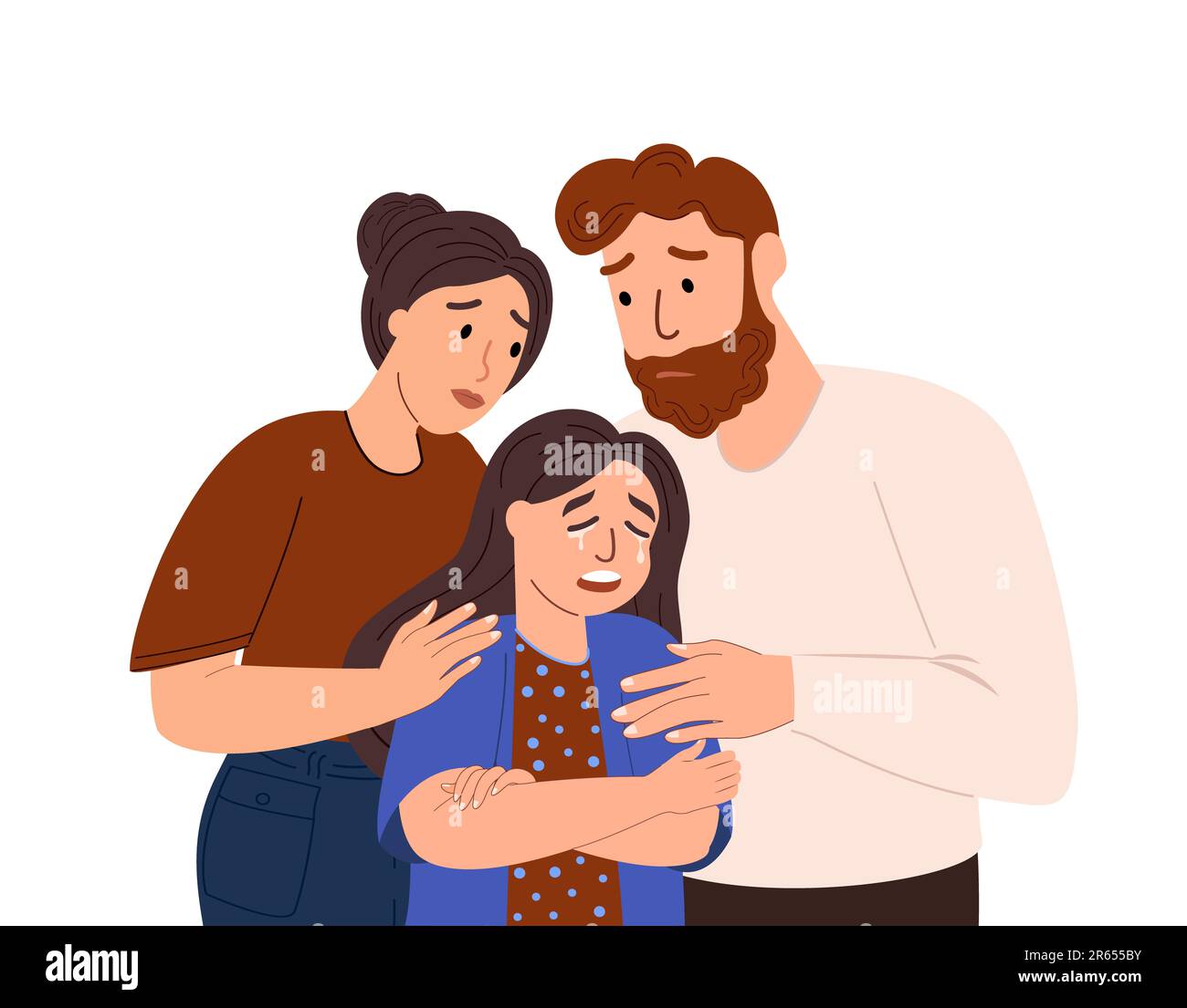 Family support, care concept. Mother, father comforting crying sad ...