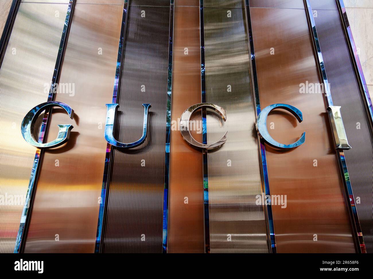 Ho Chi Minh City, Vietnam - June 4, 2023: Fashion store commercial sign  with Gucci logo. Popular luxury clothing and accessory brand advertisement  nex Stock Photo - Alamy