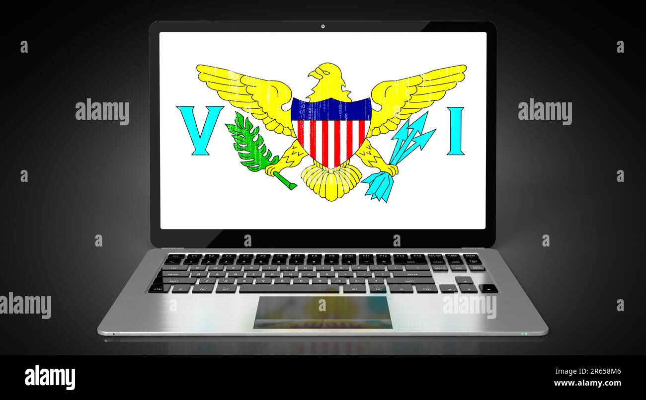 American Virgin Islands - country flag and binary code on laptop screen ...