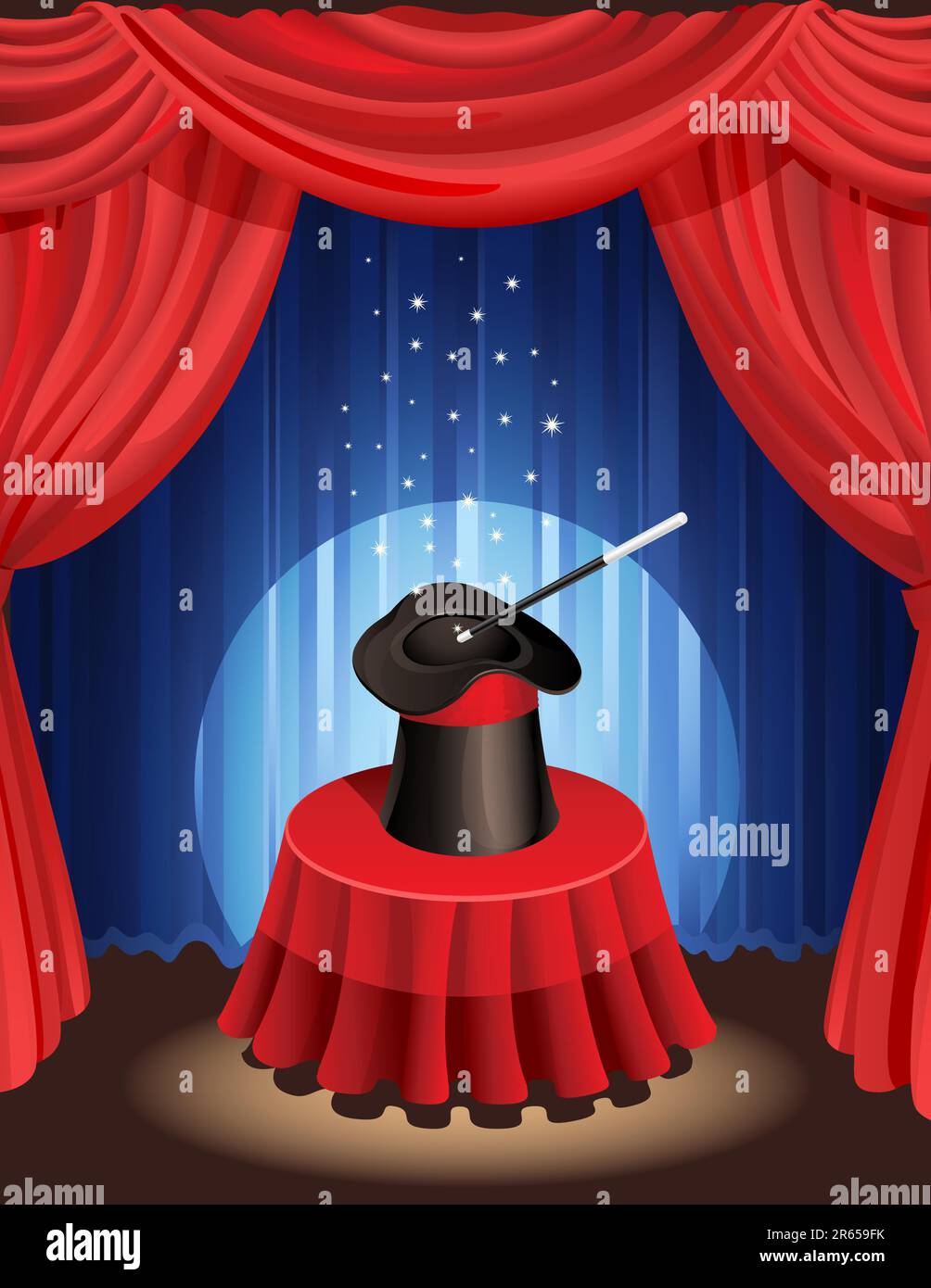 Vector illustration magic hat and magic wand Stock Vector Image & Art