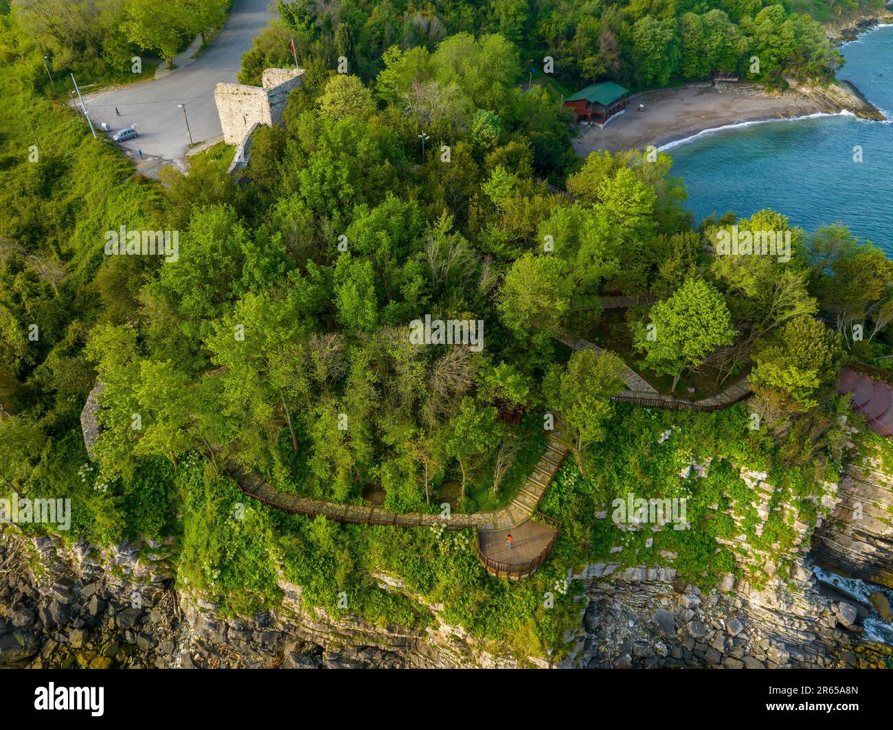 The Ceneviz Castle was built on a cliff located between two bays, 2.5 ...
