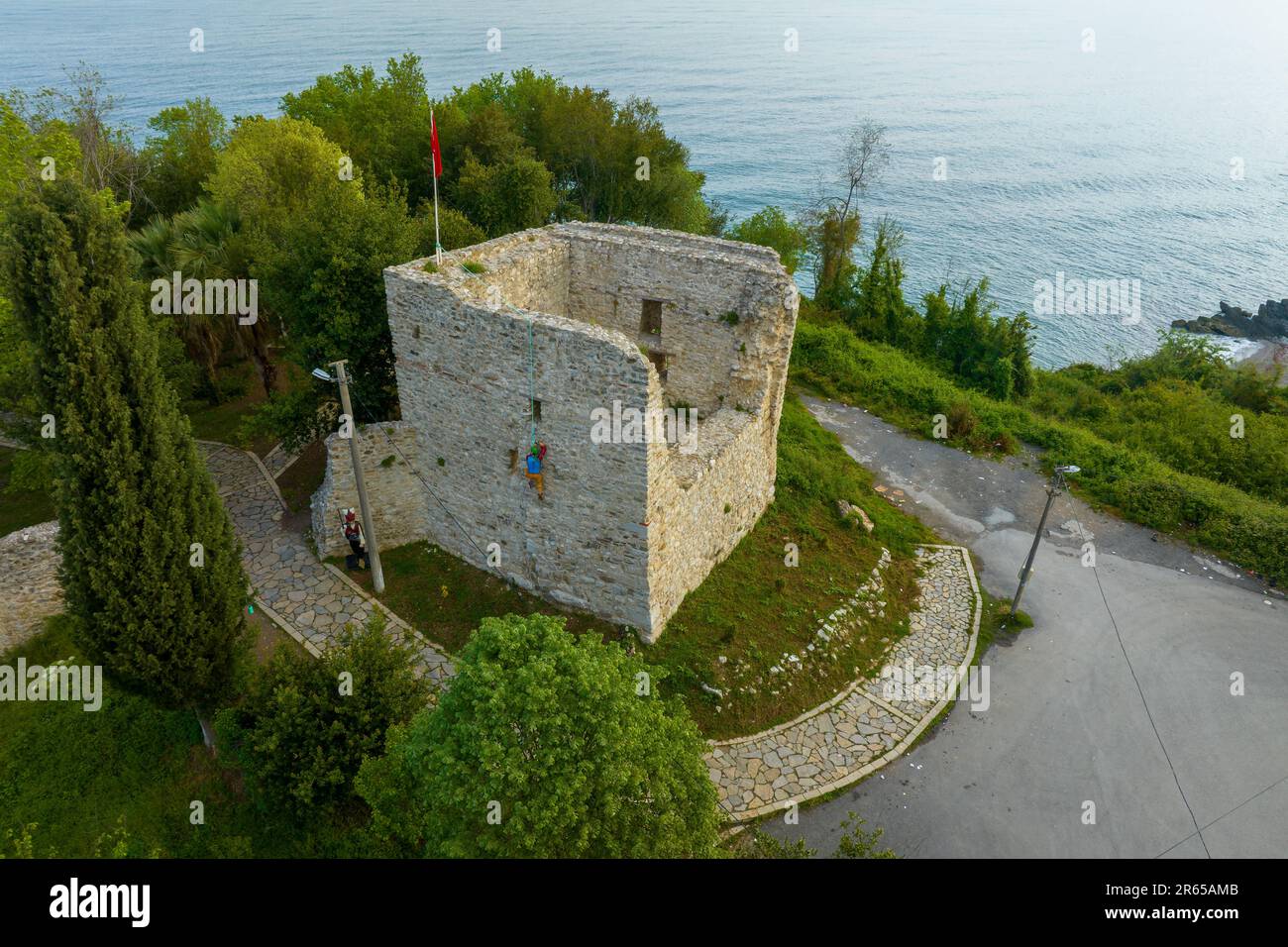 The Ceneviz Castle was built on a cliff located between two bays, 2.5 ...