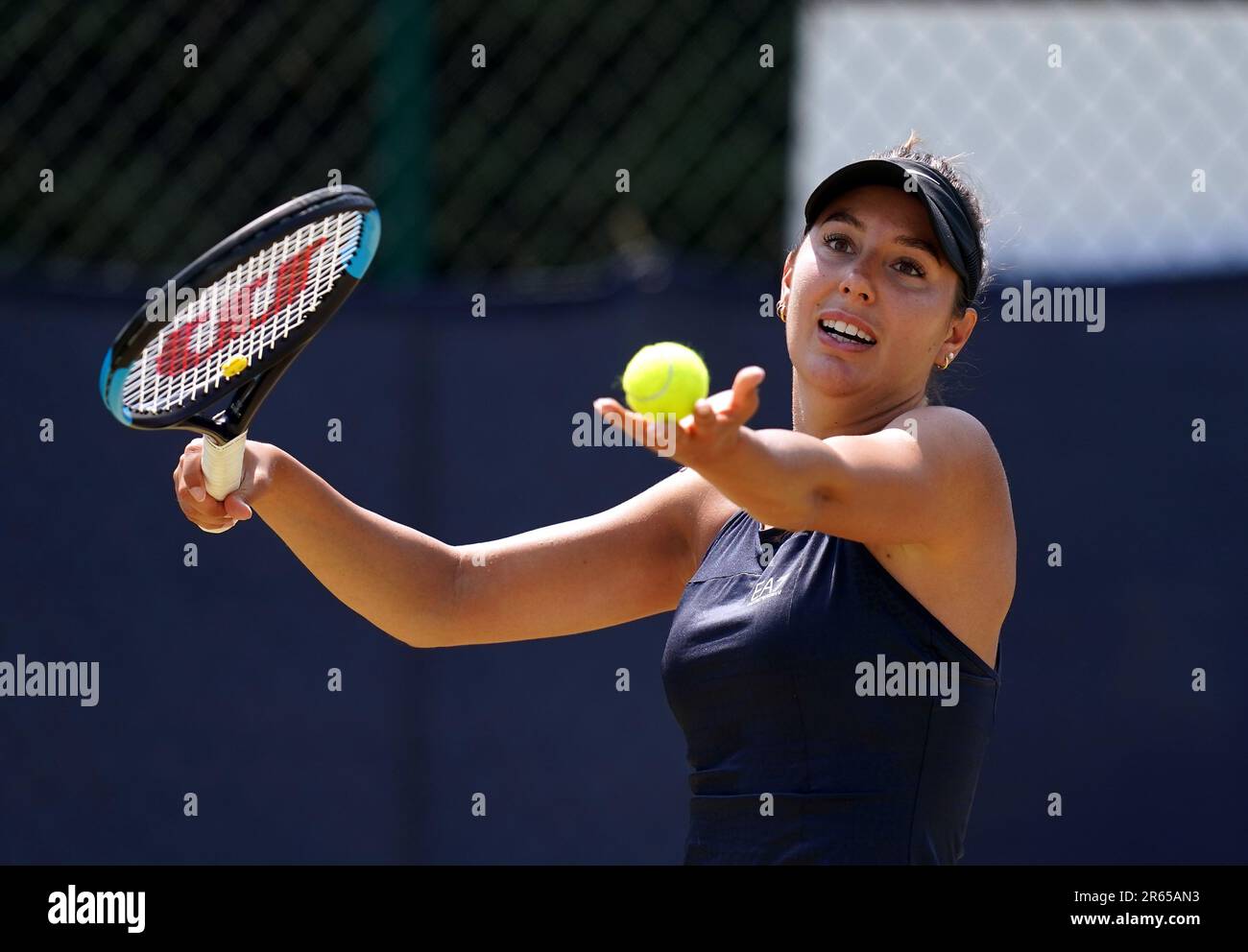 Oceane Dodin in action during her match against Maia Lumsden (not pictured) on day three of the 2023 Lexus Surbiton Trophy at Surbiton Racket and Fitness Club, London. Picture date: Wednesday June 7, 2023. Stock Photo