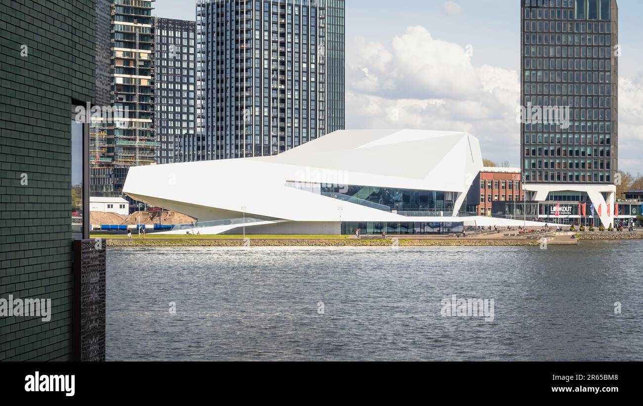 Amsterdam, Netherlands - EYE Filmmuseum by Delugan Meissl Associated Architects, across River Ij Stock Photo