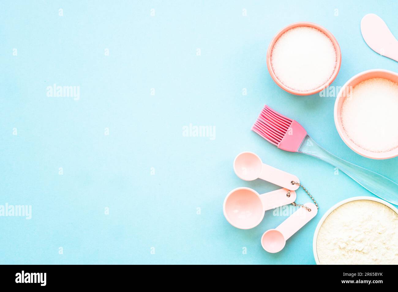 Food baking background at blue flat lay Stock Photo - Alamy