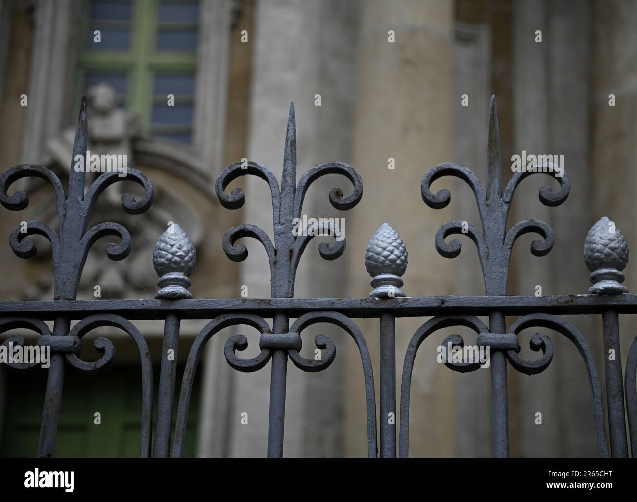 Wrought iron railing on the exterior of the Sicilian Baroque style ...