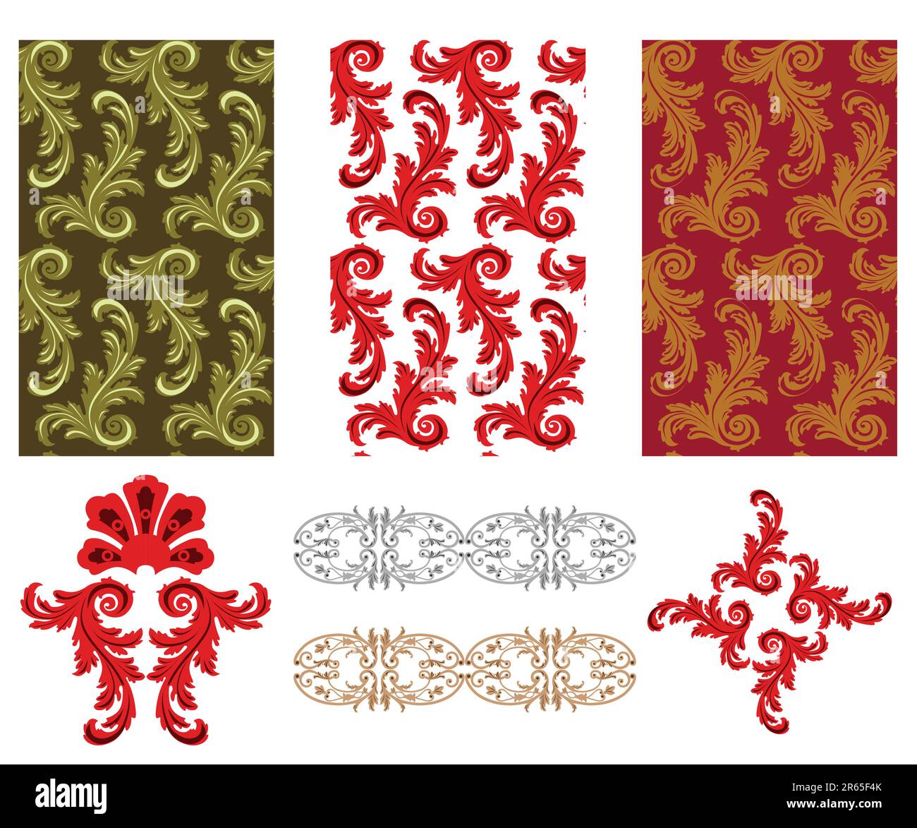 Seamless rococo swatches with a modern twist of color Stock Vector ...