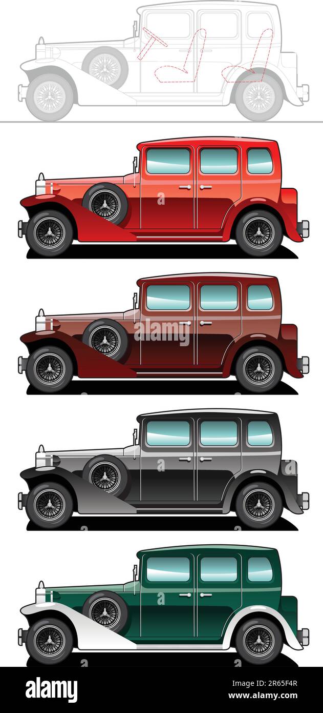 vector illustration of Vintage car . (Simple gradients only - no ...