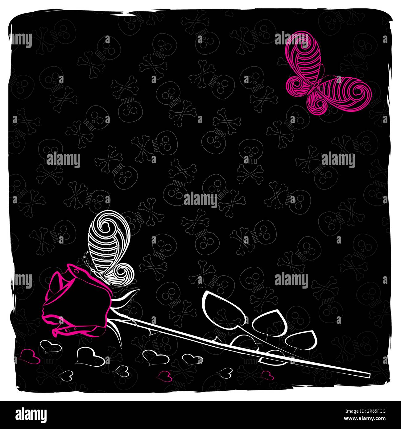Emo background with rose and butterflies Stock Vector Image & Art Alamy