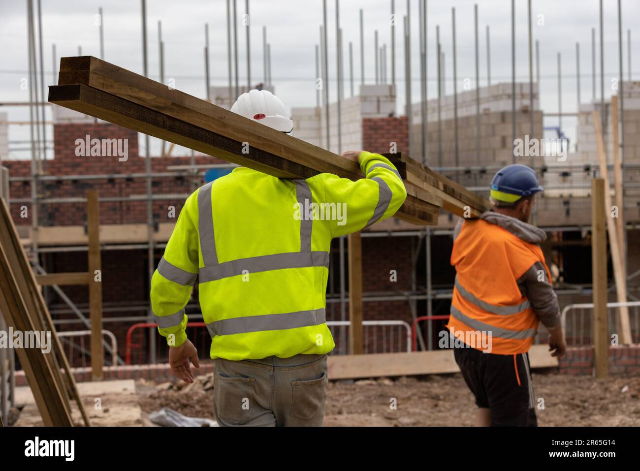 Construction workers on a housing development in England, United Kingdom Stock Photo