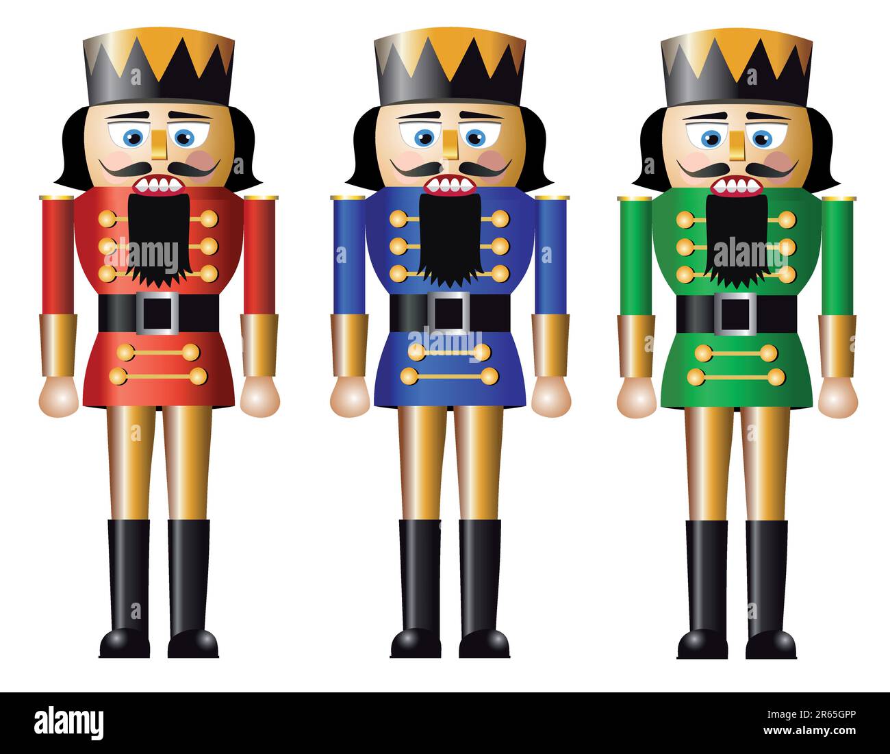 Nutcracker, design in three variations, isolated on white background, full scalable vector graphic included Eps v8 and 300 dpi JPG. Stock Vector