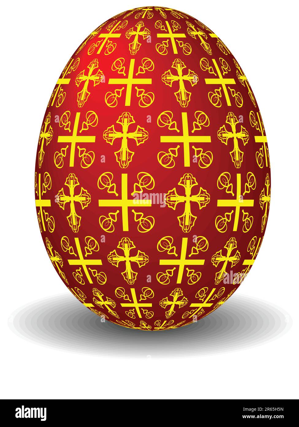 The easter celebratory red egg painted by crosses in a vector Stock Vector