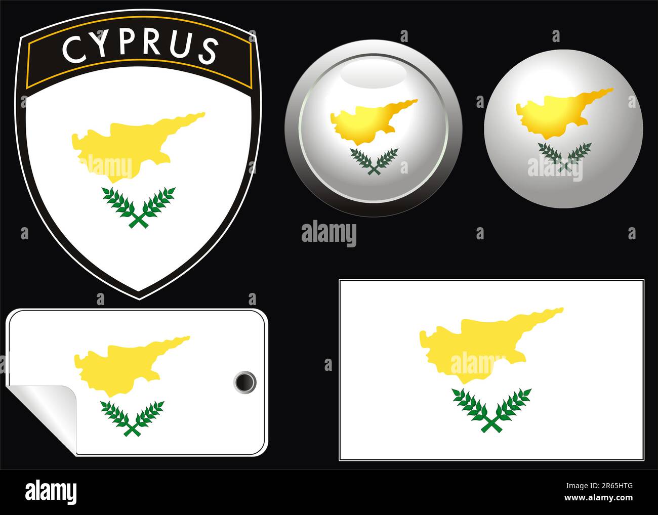 cyprus grest flag with web button and label Stock Vector