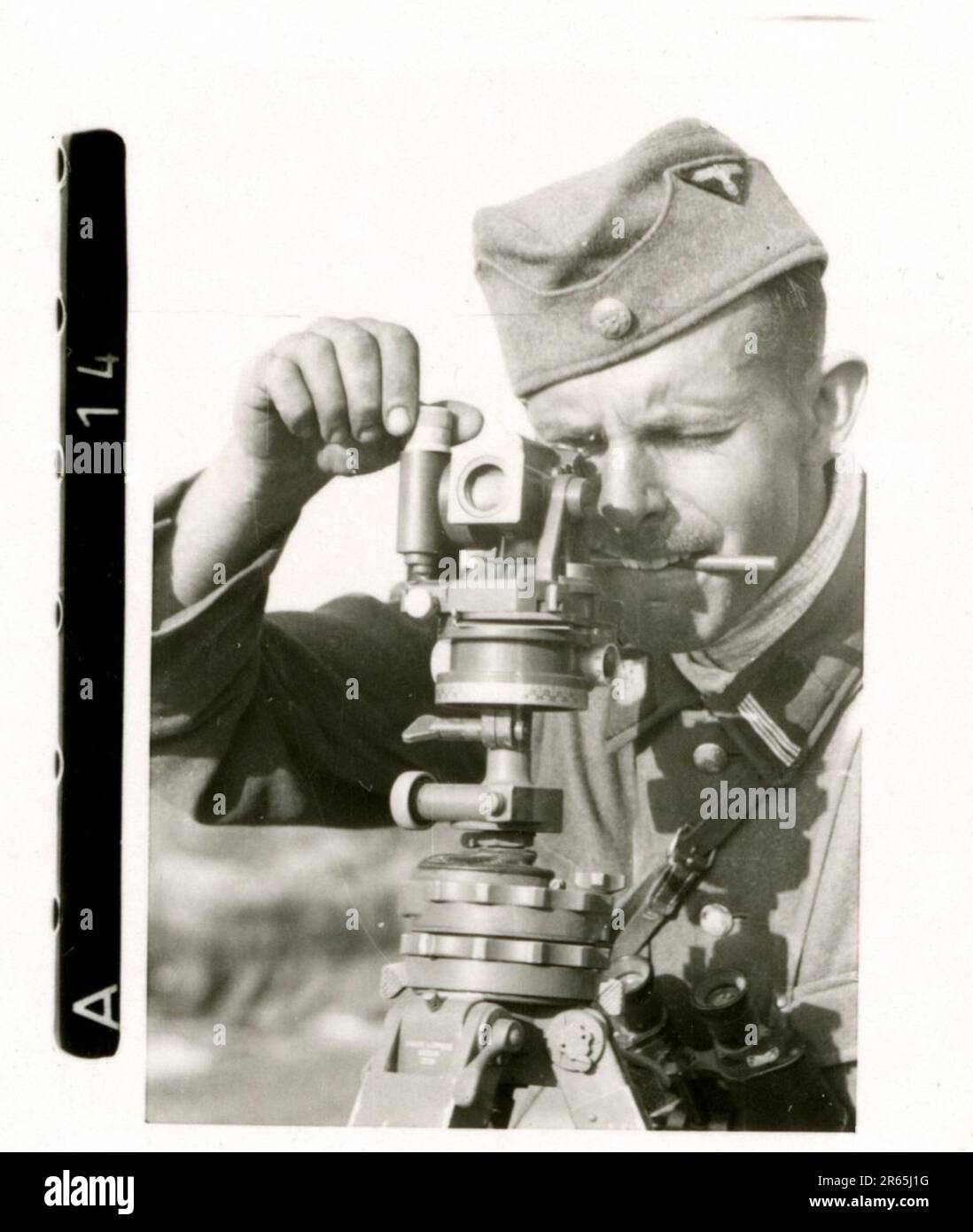 SS Photographer Baumann, Totenkopf Division, Russia 1941 Wheeled reconnaissance unit , photos of motorcycles, flak guns, graves, Russian prisoners of war and villagers, Fieseler Fi 156 Storch, destroyed Russian tanks and equipment, bridge building, soldiers swimming in river, machine gun crew, anti-tank gun crew, unit awards ceremony, units on the march, artillery towed by halftracks, motor vehicle maintenance unit, Kriegsberichter activities, field bakery, field hospital, air resupply by JU-52, antiaircraft searchlight unit, field post office, and a  Focke-Wulf 189 (Eagle-Owl) in flight.  Ima Stock Photo