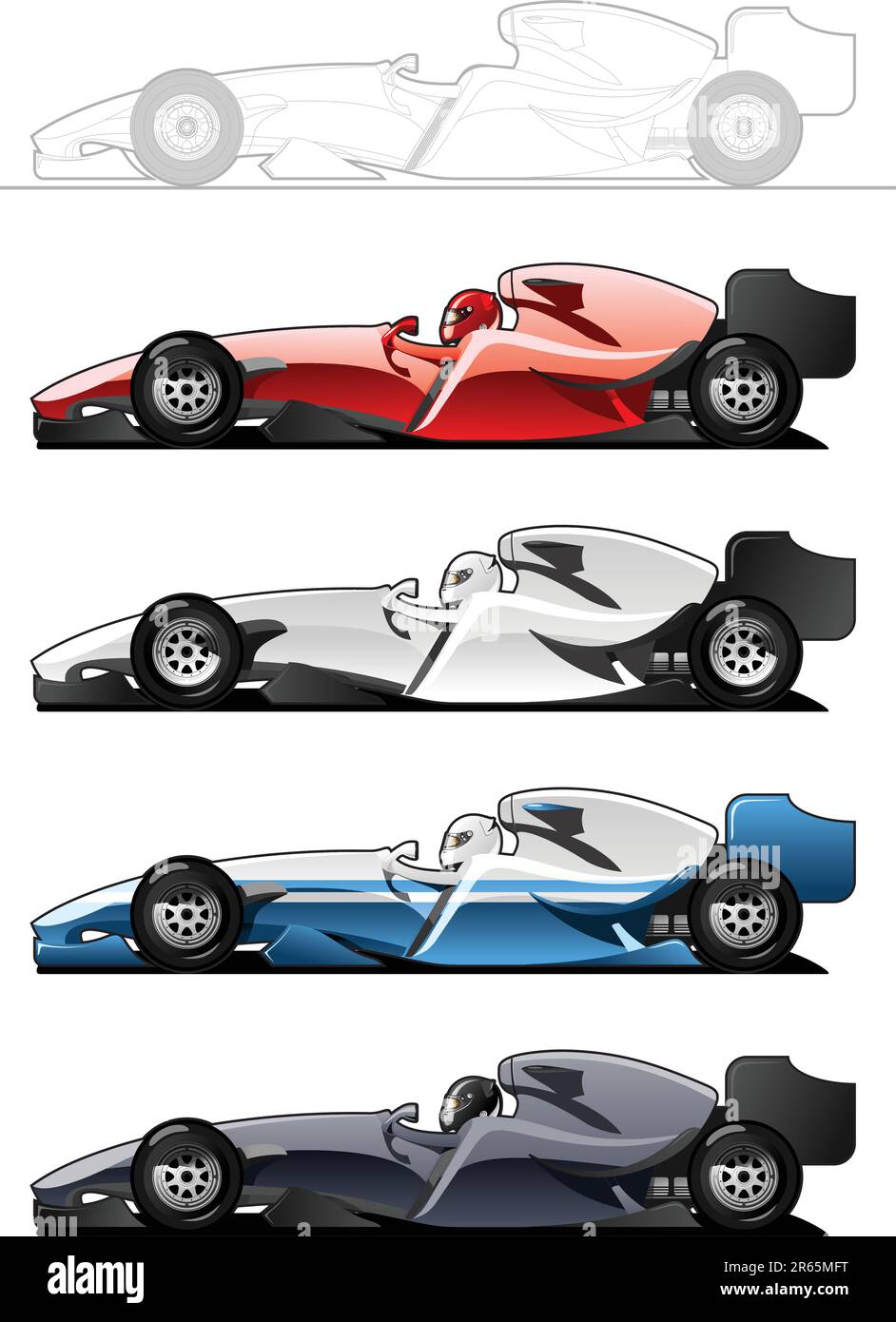 vector illustration of  formula 1.  (Simple gradients only - no gradient mesh.) Stock Vector