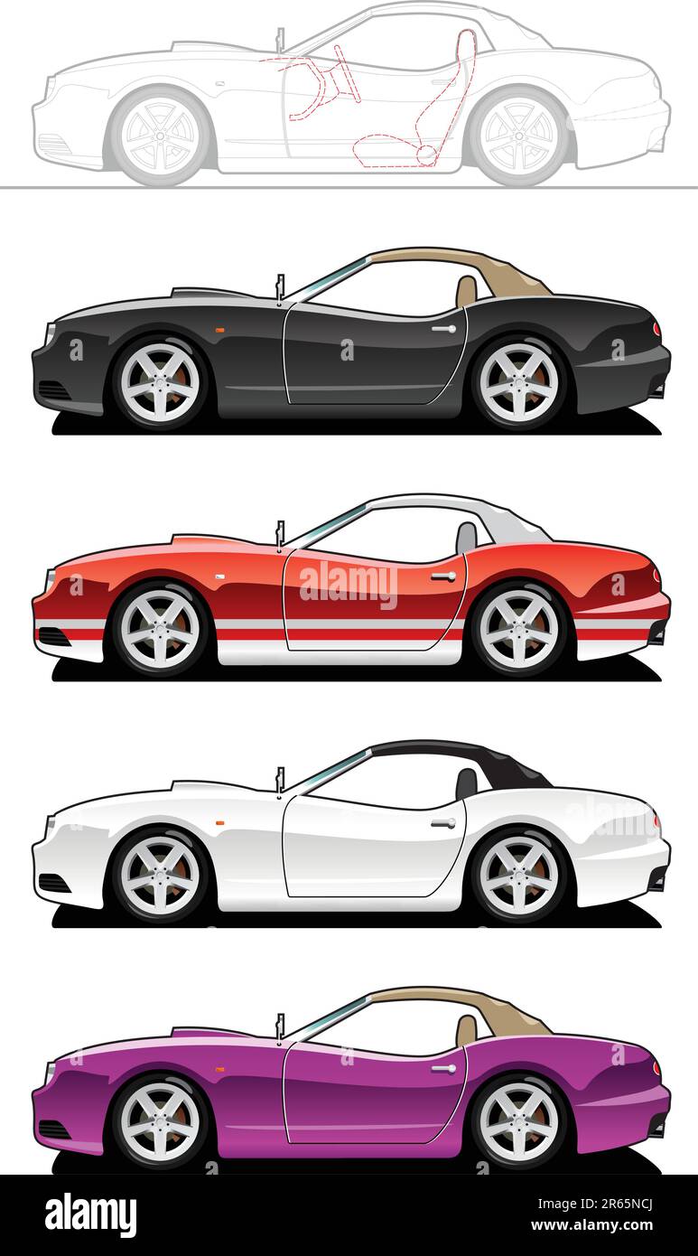 vector illustration of sports car. (Simple gradients only - no gradient ...