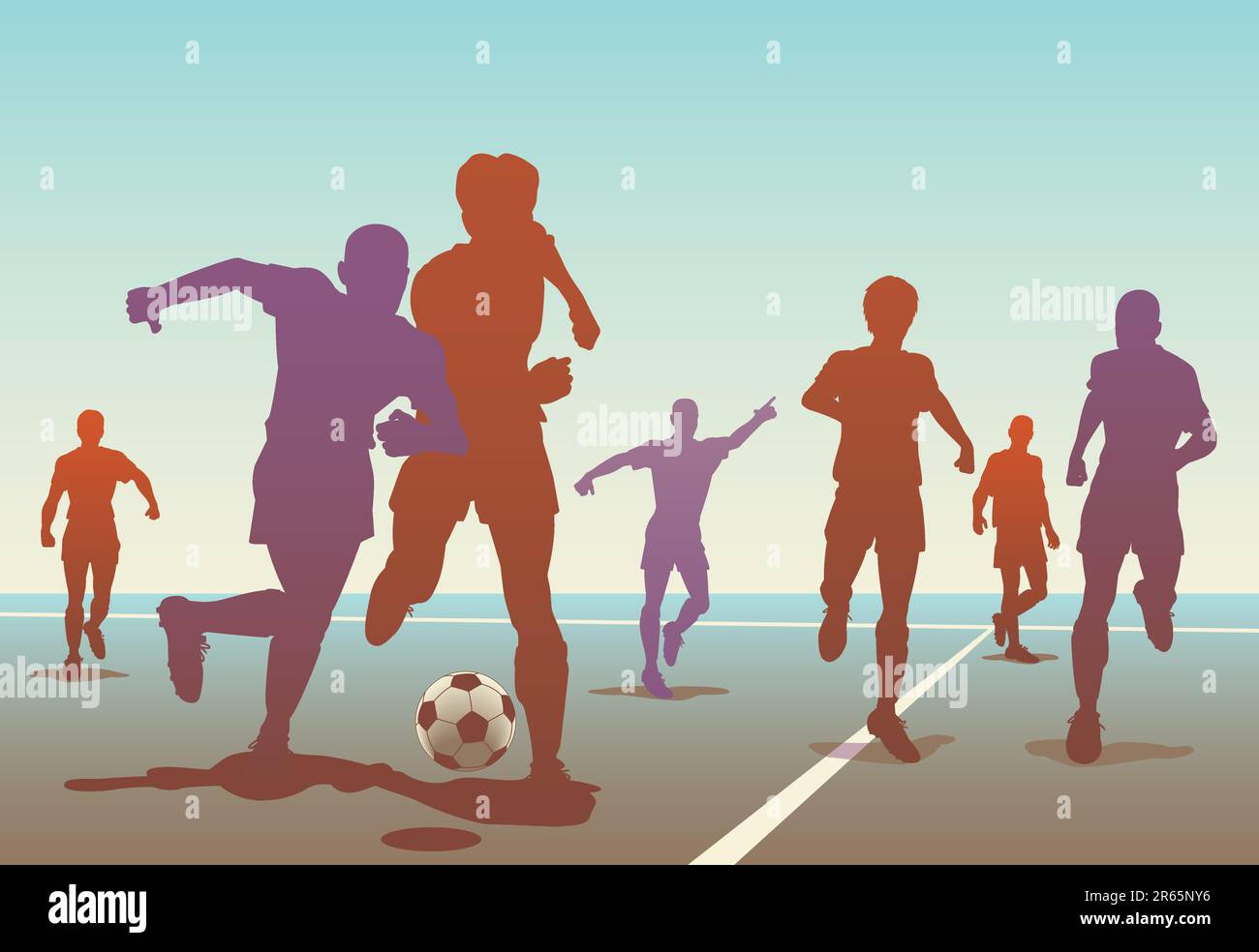 Editable vector illustration of men playing football Stock Vector Image ...