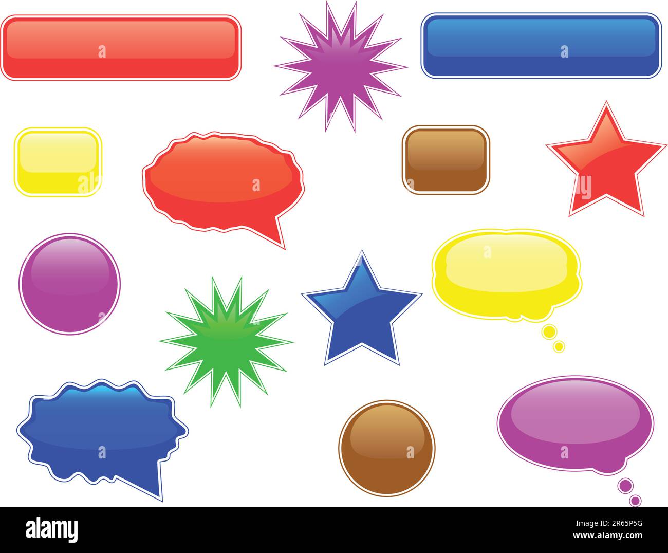 Glossy speech and thought bubbles and other elements Stock Vector