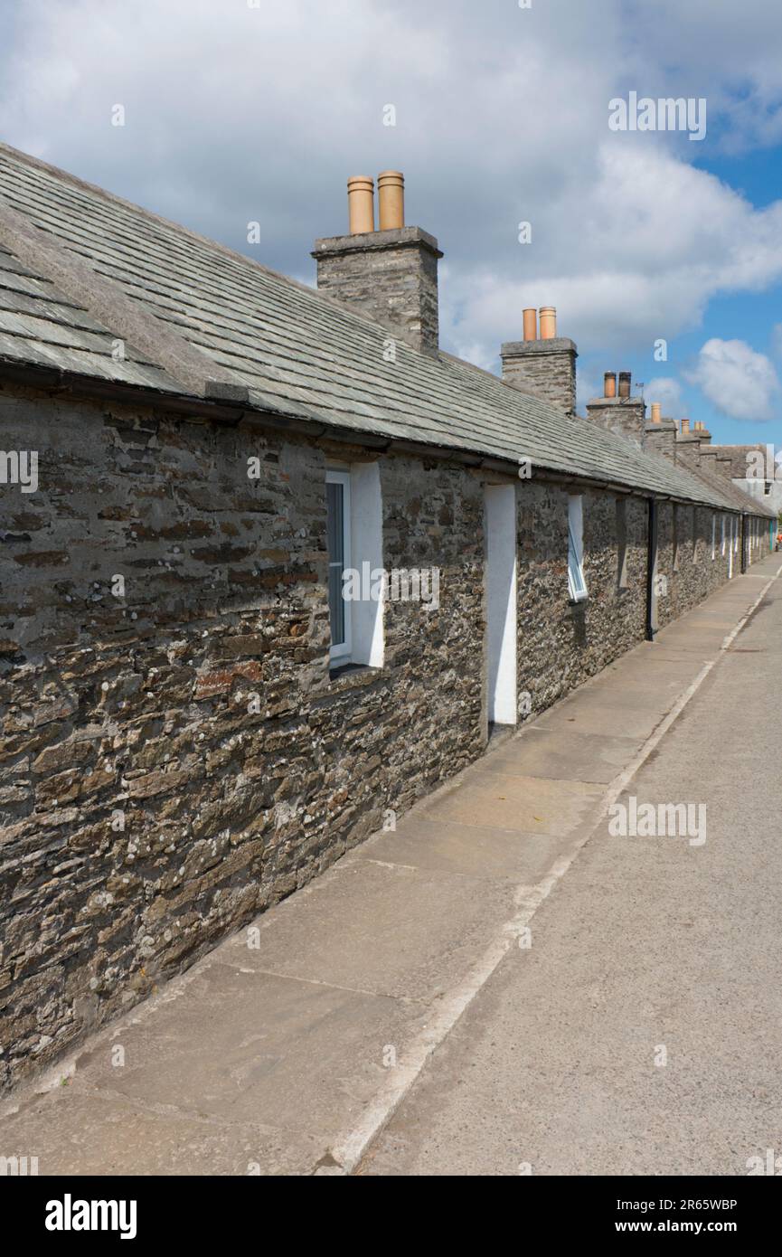 Traditional cottages in Balfour village, Isle of Shapinsay, Orkney Stock Photo