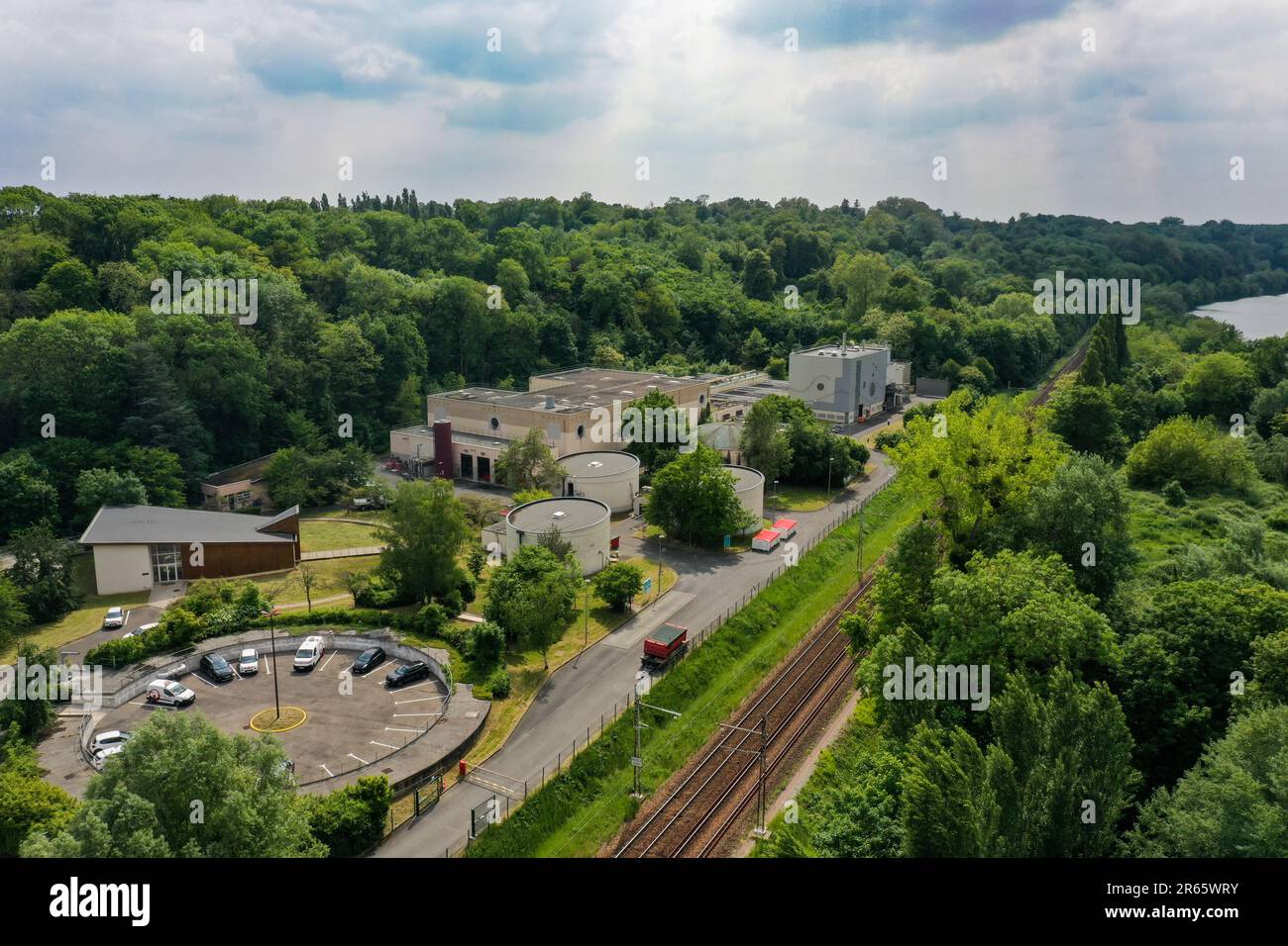 aerial view on a wastewater treatment plant in Seine et Marne in France