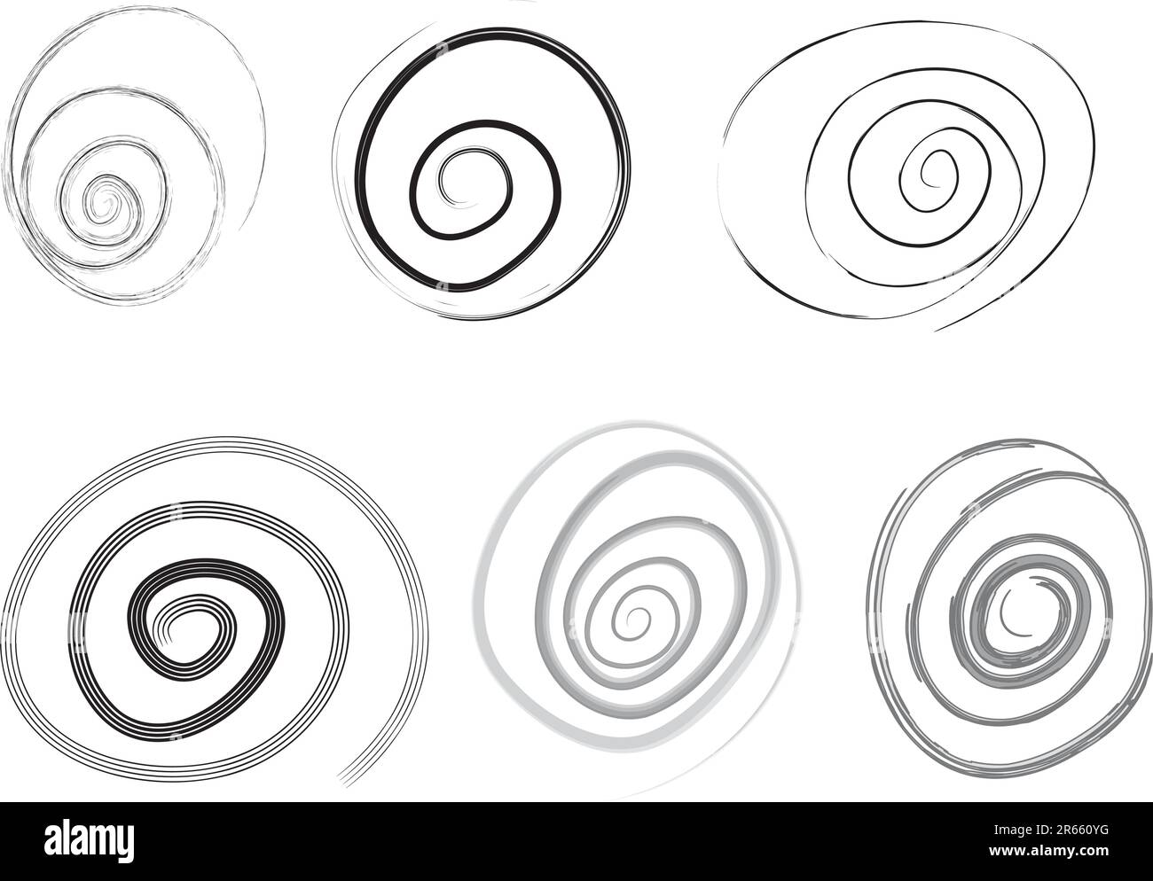 set of vector spiral in black and white color Stock Vector Image & Art ...