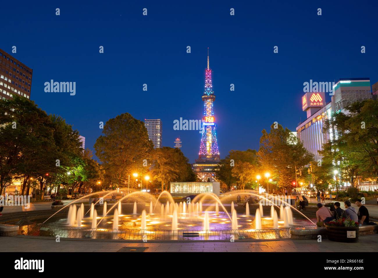 Odori Park and Sapporo TV Tower at night Stock Photo - Alamy
