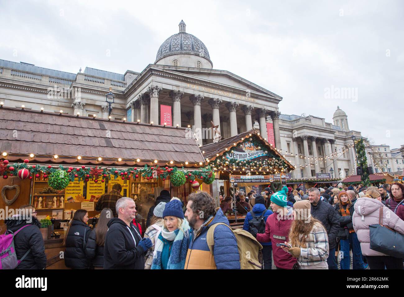 Christmas markets are seen in Trafalgar Square, central London Stock