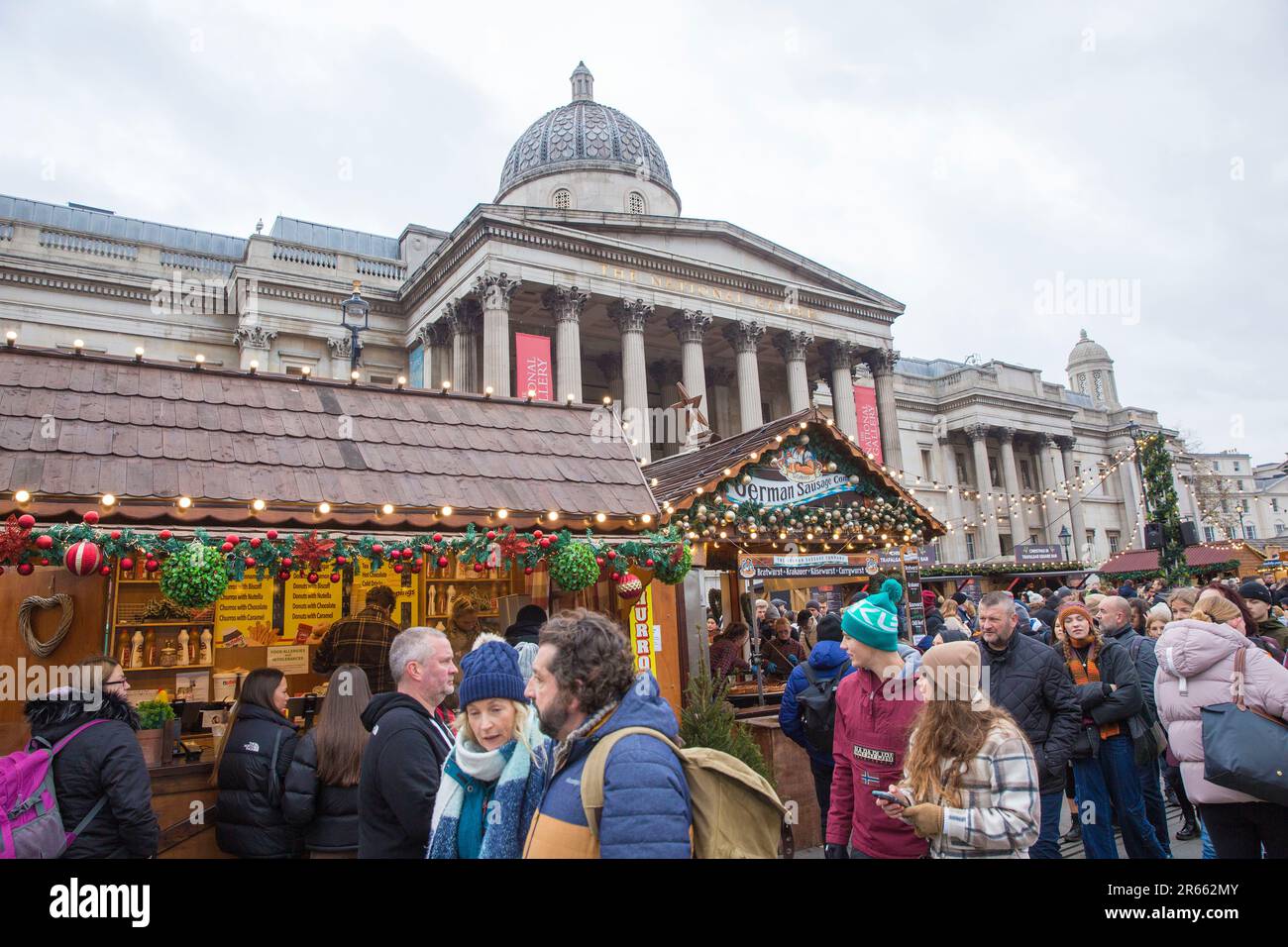 Christmas markets are seen in Trafalgar Square, central London Stock