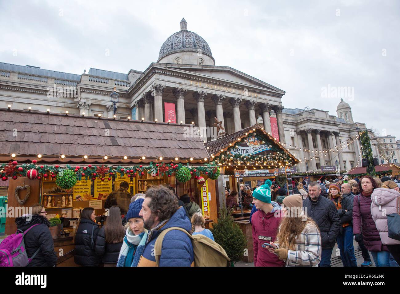 Christmas markets are seen in Trafalgar Square, central London Stock Photo Alamy