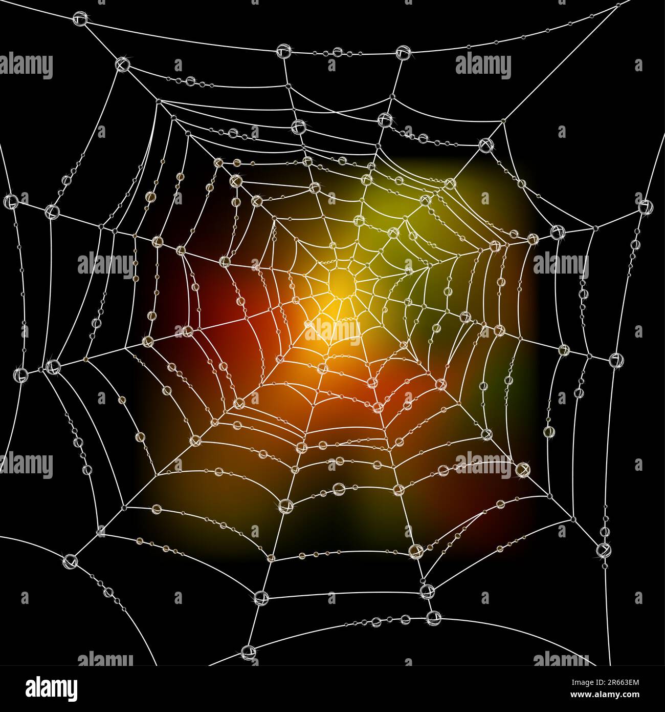 Autumn background with a spider's web Stock Vector