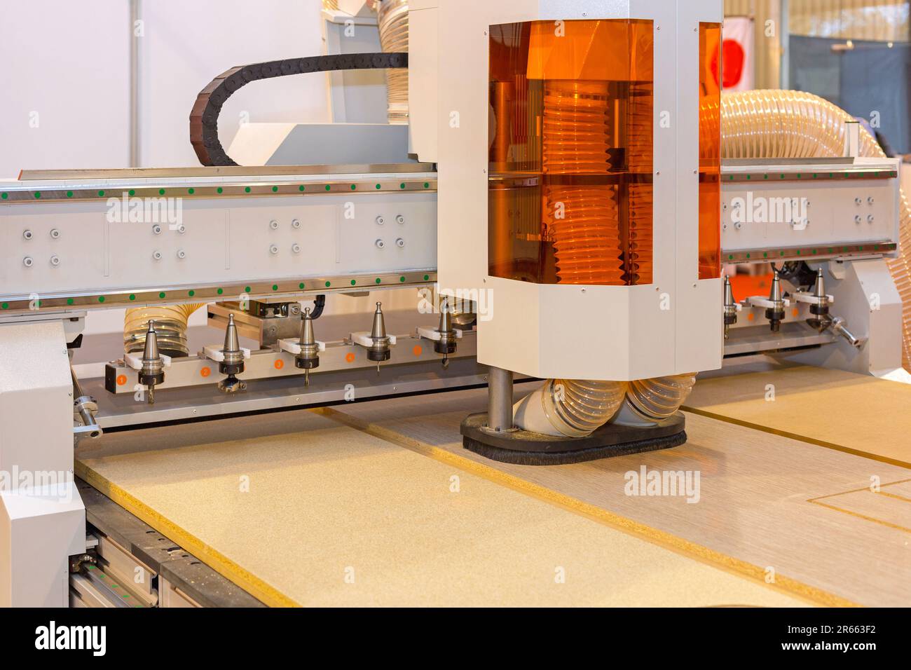 Automated Cnc Wood Router in Furniture Factory Stock Photo - Alamy